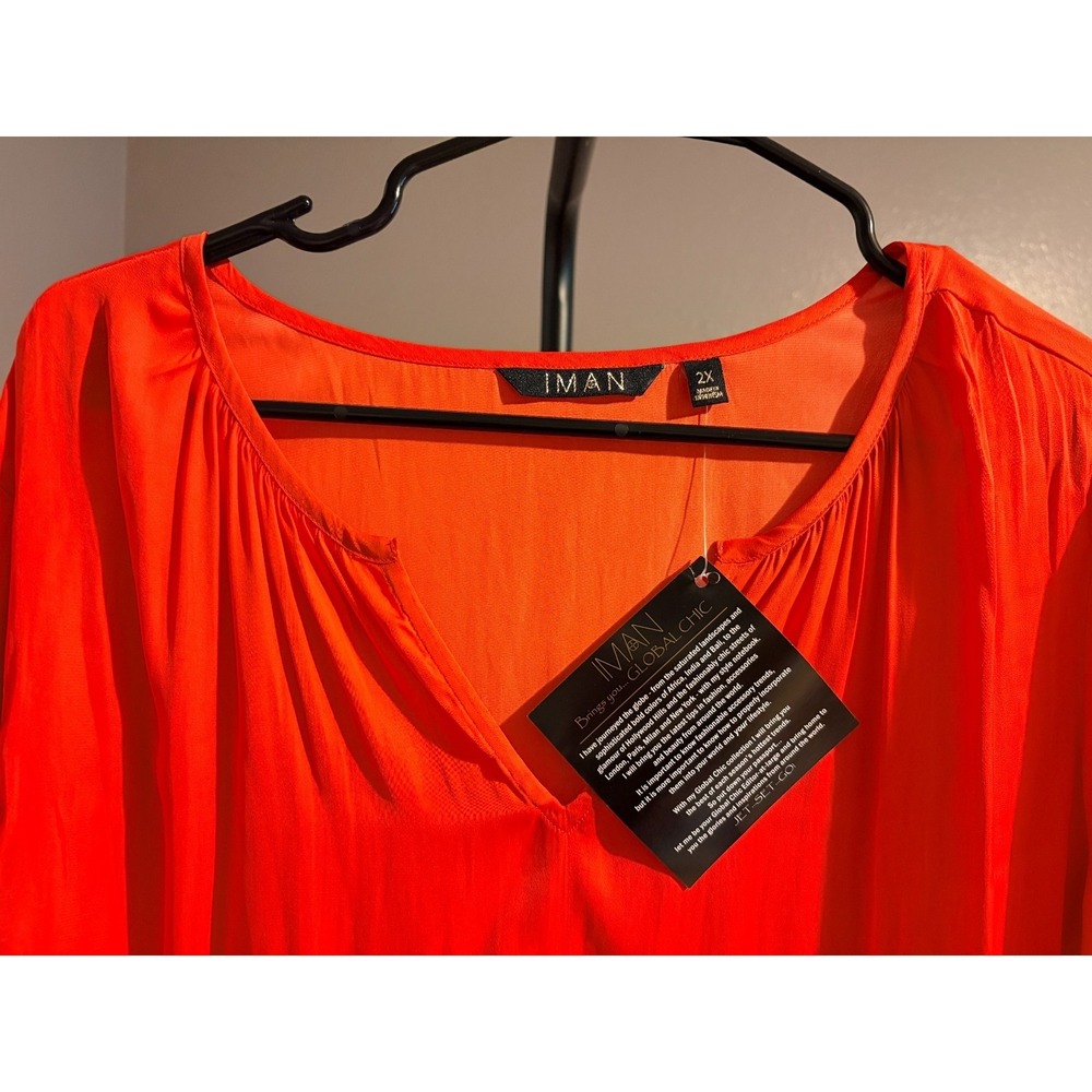 Iman Orange Pullovert Blouse3/4 Sleeve Sz 2X - NWOT - Picture 2 of 4